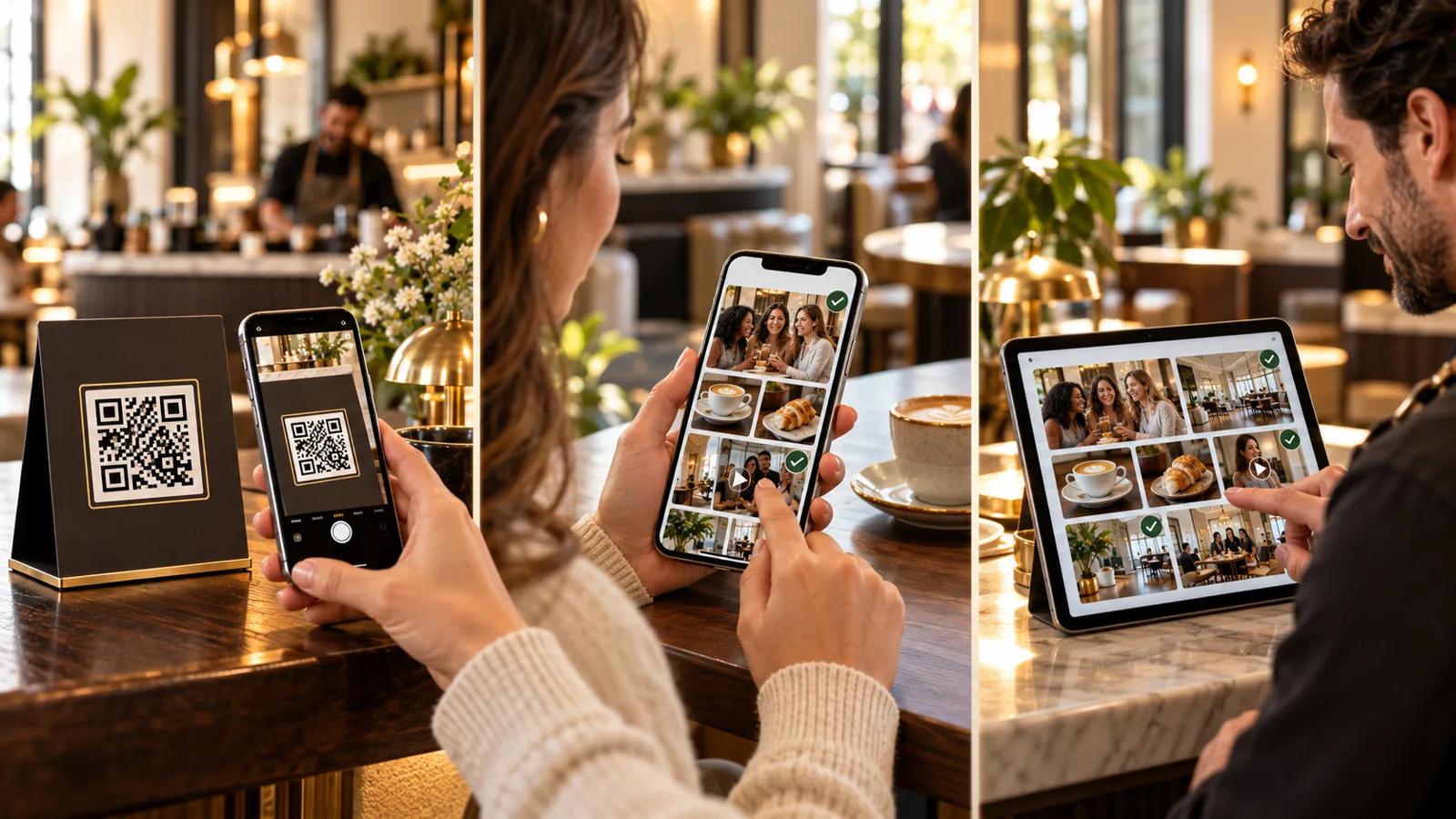Three-step overview: scan, share, approve